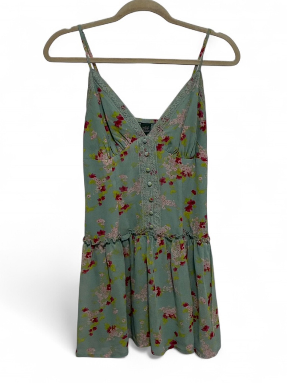 wild fable Green Floral Boho Drop Waist Mini Dress